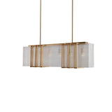 Modern Gold Linear 8-Light Kitchen Island Light with Rectangular Glass