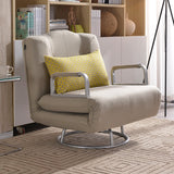 33.5" Beige Lay-down Singer Sleeper Sofa Bed Lounge Chair