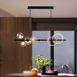 Minimalistischer 5-flammiger Glaskugelschirm Sputnik Kücheninsel-Leuchtkugel in Schwarz