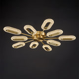 Brass Semi Flush Mount Light 8-Light LED Ceiling Light Ring Light Fixture in Gold