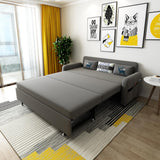 Moderno sofá cama convertible en gris profundo, cama completa con almacenamiento, tapizado de algodón y lino