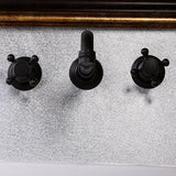 Grifo de lavabo de baño negro antiguo de montaje en pared de diseño clásico Chester, manija cruzada doble, latón macizo