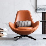 Modern Brown Egg Lounge Chair Faux-Leather Accent Chair with Metal Base-Richsoul-Chairs &amp; Recliners,Furniture,Living Room Furniture