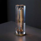Lampe de table en cristal postmoderne à 1 lumière avec interrupteur ON / OFF en laiton antique