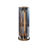 Postmodern 1-Light Crystal Table Lamp with On / Off Switch in Antique Brass