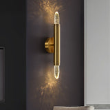 Contemporary Simple 2-Light K9 Crystal Wall Sconce in Brass