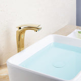 Adolf Minimalist Single Handle Solid Brass Bathroom Vessel Sink Faucet in Gold