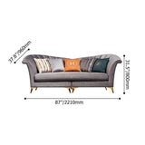 Gray Velvet Curved Sofa with Flared Arm and Stainless Steel Legs-Furniture,Living Room Furniture,Sofas &amp; Loveseats