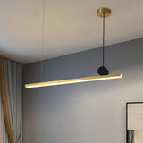 35" LED Linear Island Light Gold & Black Hanging Light for Kitchen Island