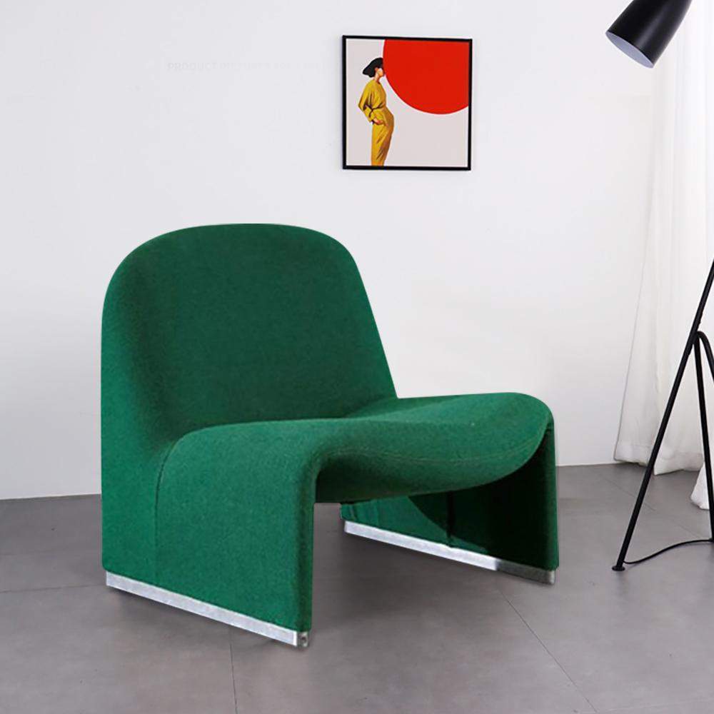 Modern & Minimalist Green Cotton-Linen Solid Wood Armless Accent Chair-Chairs &amp; Recliners,Furniture,Living Room Furniture