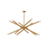 Modern Gold 12-Light Sputnik Semi-Flush Mount Light with Brass Hanging Rod