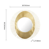 Luxuriöser kreativer Sunburst-Goldmetall-Wandspiegel für Zuhause