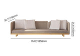 76.8" Rattan Outdoor Sofa with Cushion Pillow Patio 3-Seater Sofa in Khaki