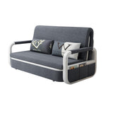 Sofá cama gris claro Loveseat algodón y lino tapizado con estructura de madera maciza