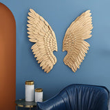 Juego de arte para el hogar con decoración de pared de ala dorada de lujo de 2 piezas
