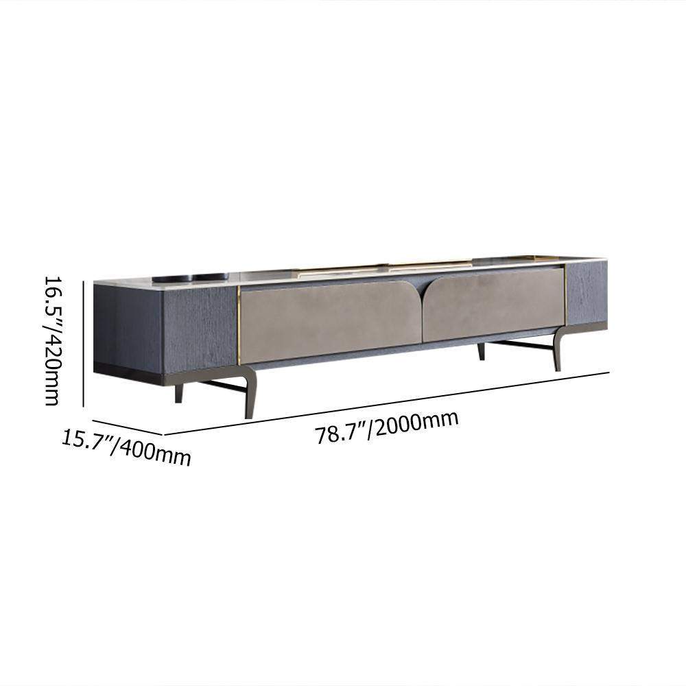Modern TV Stand for 85 inch TVs with White Stone Top & Blue & Gray Drawers-Furniture,Living Room Furniture,TV Stands