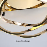 Metal de diseño ondulado de luz de montaje semiempotrado geométrico LED dorado moderno