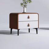 Modern Nightstand End Side Accent Table with 2 Drawers Nightstand