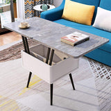 Modern Lift Top Gray Multifunctional Coffee Table with Storage MDF Top & Carbon Steel Base Extendable