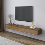 Schwebender Mid-Century-TV-Ständer aus Holz in Nussbaum mit 3 Schubladen für Fernseher bis 85 Zoll