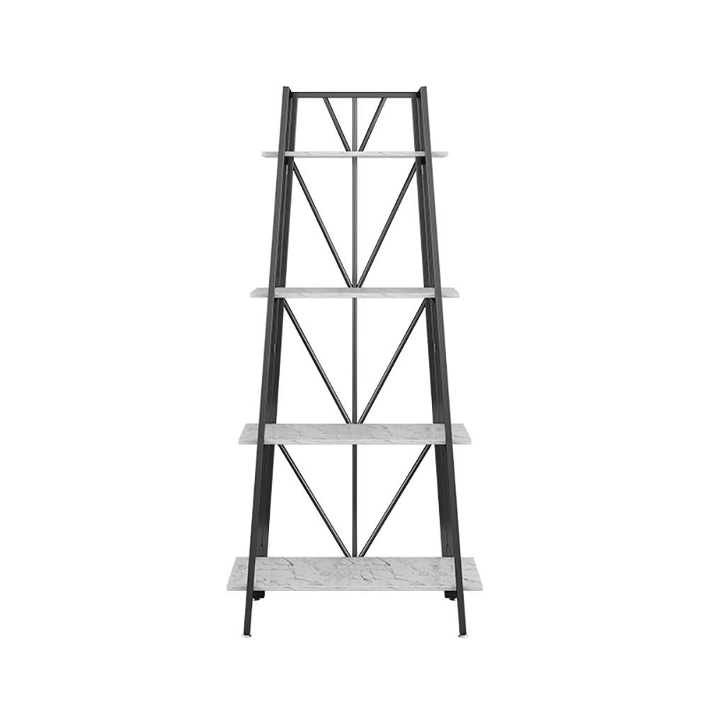 66.9'' Black Modern Metal Ladder Bookshelf Freestanding Bookcase for Living Room