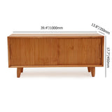 39.4" Rustic Storage Bench with Storage Sliding Doors Adjustable Shelf Natural Pine Wood