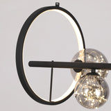 Modern 7-Light Black Kitchen Island Light with Glass Globe Shade Ceiling Pendant Lights