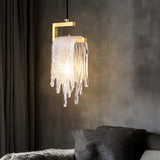 Postmoderne Gold Pendant Light 1-Light Glass Waterfall pour chambre et salon