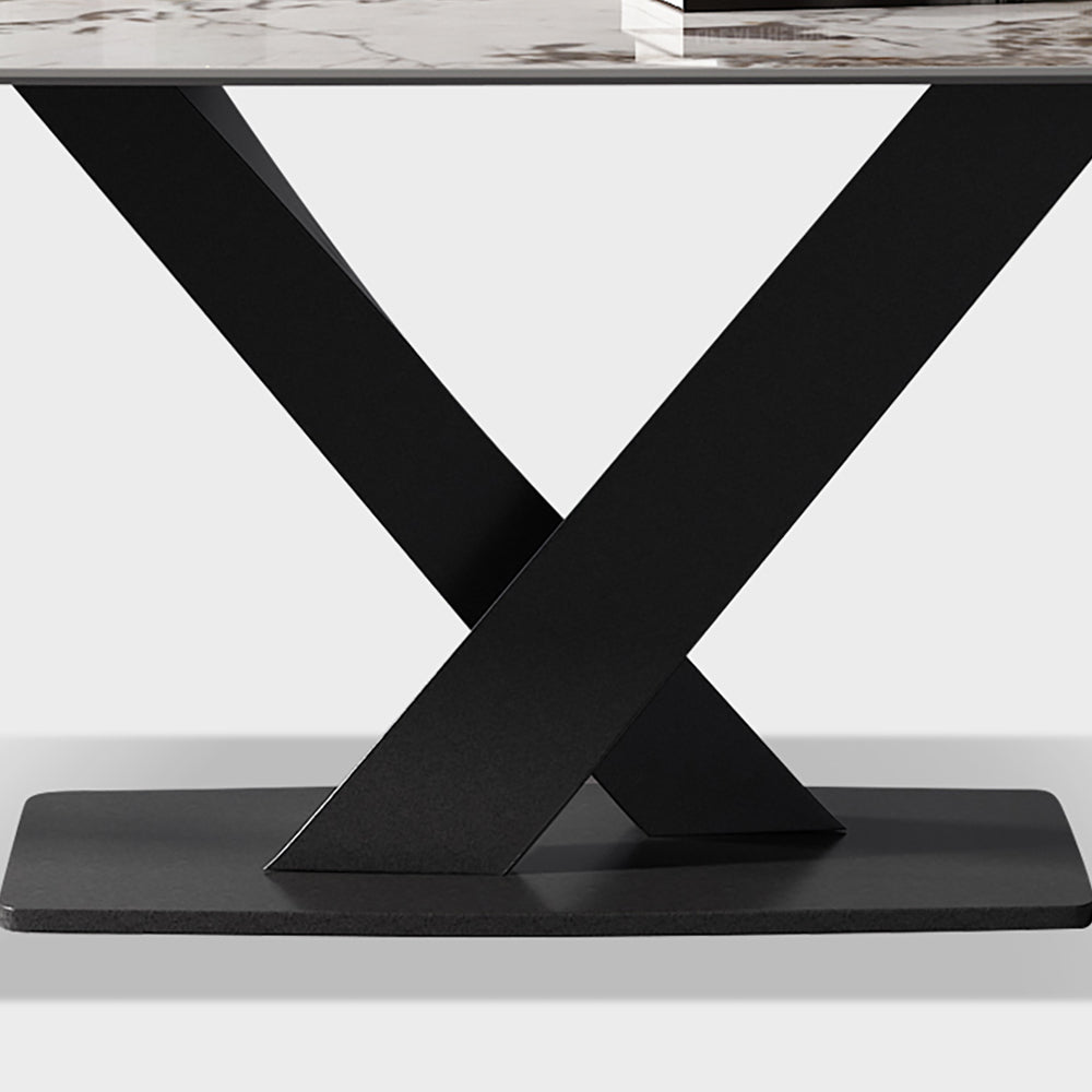 70.9" Modern Pandora Stone Top Dining Table with Black Base