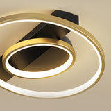 Moderne LED-Einbauleuchte mit mehreren Kreisen in Gold und Schwarz
