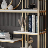 Contemporary 6-Tiered Standing Etagere Bookshelf in Metal & Wood-Bookcases &amp; Bookshelves,Furniture,Office Furniture