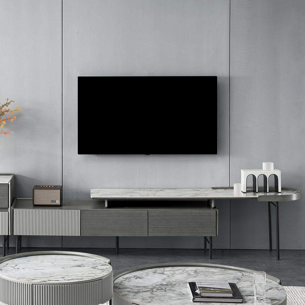 Minimalist Rectangle Gray Extendable TV Stand for 80-120 inch TV