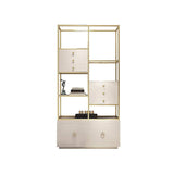 78.7" Black & Gold Geometric Bookcase 4 Shelves & 8 Drawers Shelf-Bookcases &amp; Bookshelves,Furniture,Office Furniture