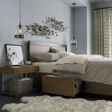 Table de chevet de chambre à coucher avec tiroir avec table de chevet en bois et métal noir