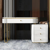 Table de vanité de maquillage moderne avec armoire latérale 4 tiroirs et faux marbre en blanc en blanc