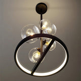 Black Globe Globe 5-Light Chandelier moderne pour le salon et la salle à manger