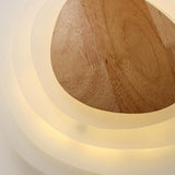 Minimalist LED White Flush Mount Ceiling Light Metal Arcylic and Wood