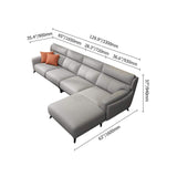 129.9" Light Gray Faux Leather Sectional Sofa with Right Chaise L-Shape-Furniture,Living Room Furniture,Sectionals