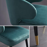 Upholstered Dining Chairs Mid-Century Green Velvet Dining Chairs with Arm (Set of 2)