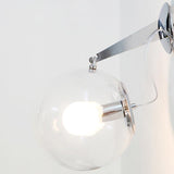 クリアガラスボールシェードとクローム仕上げのバブルウォール燭台