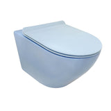 Moderne, blaue, einteilige, runde, wandmontierte Toilette aus Keramik