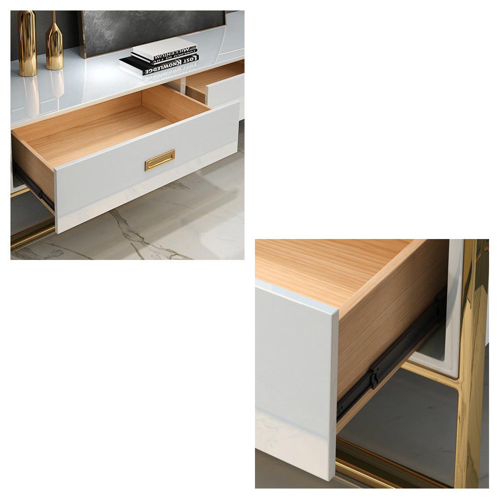 Jocise 71" Modern Jocise White & Gold TV Stand 3 Drawers Media Console