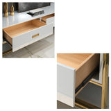 JOCISE 71 "Modern Jocise White & Gold TV Stand 3 Marters Media Console