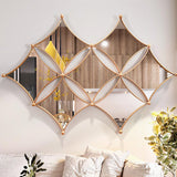 Luxuriöser Wandspiegel aus goldfarbenem Metall mit geometrischer Rhombus-Heimdekoration