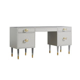 Green Modern Wood Makeup Vanity Acrylic Clear and Gold Dressing Table