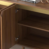 Capet Mid-Century 63" Walnut Sideboard Buffet 4-Door Kitchen Cabinet Adjustable Shelves