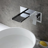 Koko Contemporary LED Wall-Mounted Polished Chrome Brass Waterfall Bathroom Sink Faucet