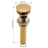 Modern Ti-PVD Gold Bathroom Sinks Pop Up Drain with Overflow Solid Brass