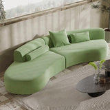 109" modernes, grünes, gebogenes Samtsofa, 4-Sitzer-Couch, gepolstert mit Kissen