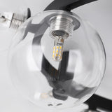 Moderne 6-flammige LED-Deckenleuchte mit schwarzer geometrischer Blase und Glasschirm